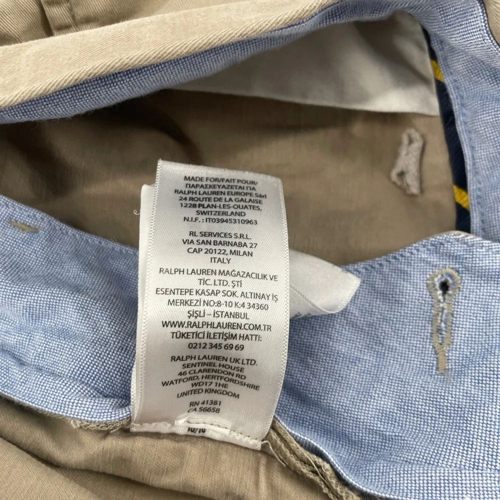 Polo Ralph Lauren Chino Pants Mens 42x32 Khaki Tan Stretch Straight Fit Classic